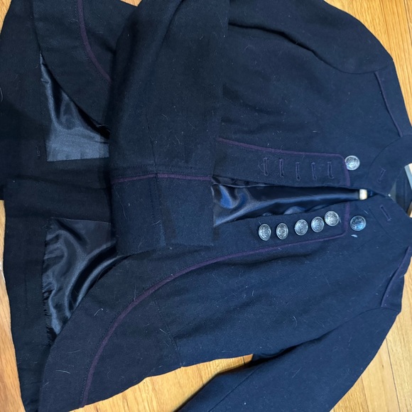 Cropped wool jacket in navy and purple - Picture 3 of 6